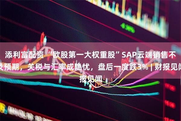 添利富配资 “欧股第一大权重股”SAP云端销售不及预期，关税与汇率成隐忧，盘后一度跌3% | 财报见闻